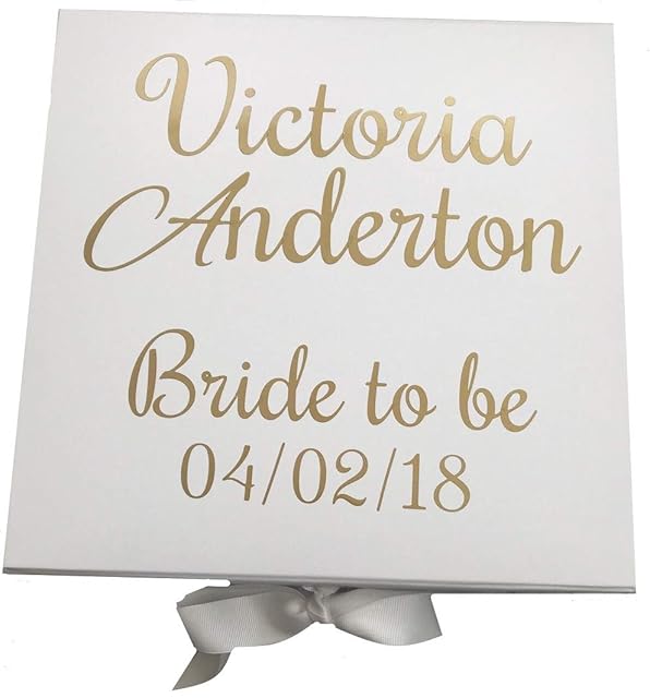 Little Secrets Clothing Personalised Bride To Be Luxury White Ribbon Memory Keepsake Box, Wedding Gift Present