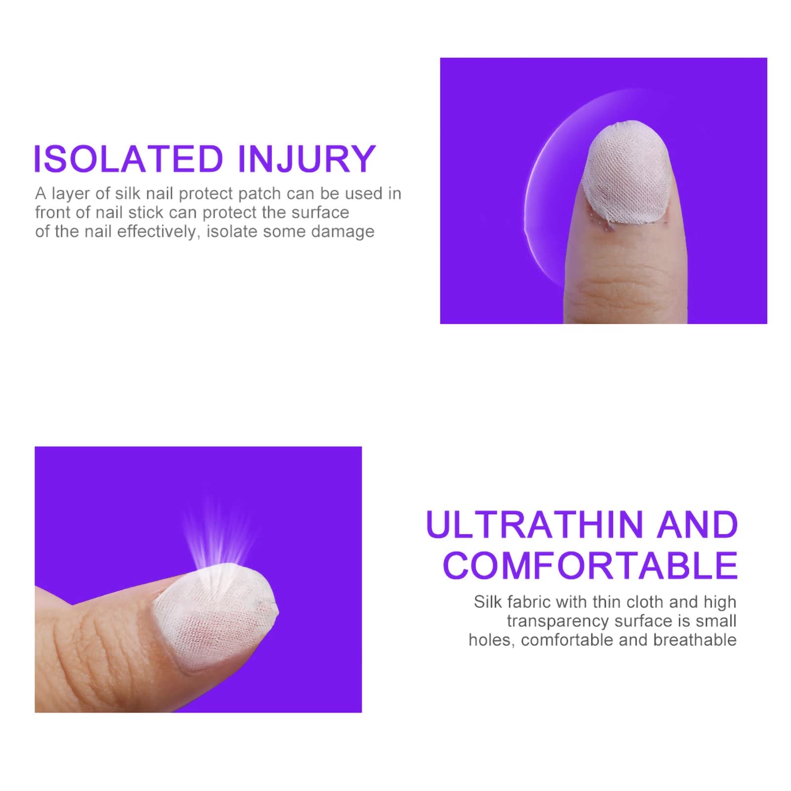 Renfort D'ongles en Soie, Parfait pour Réparer les Pointes D'ongles Cassées ou Endommagées, Confortable et Respirant, 6 Patchs Blancs pour Usage Professionnel ou Domestique