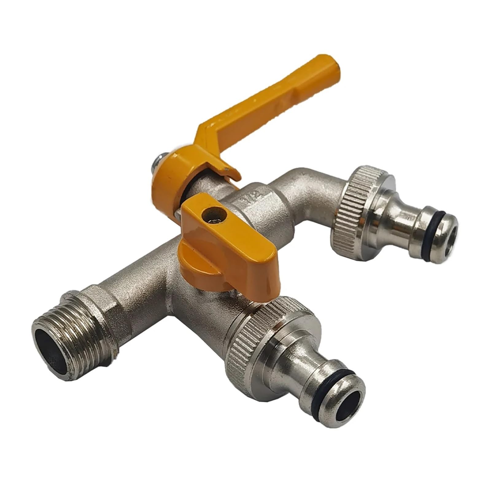 Adapter węża ogrodowego 1/5.1 cm złącze IBC - 2-drożny i 1-drożny mosiężny kran montażowy, trwały zawór zastępczy do kranu nawadniającego (1 sztuka)