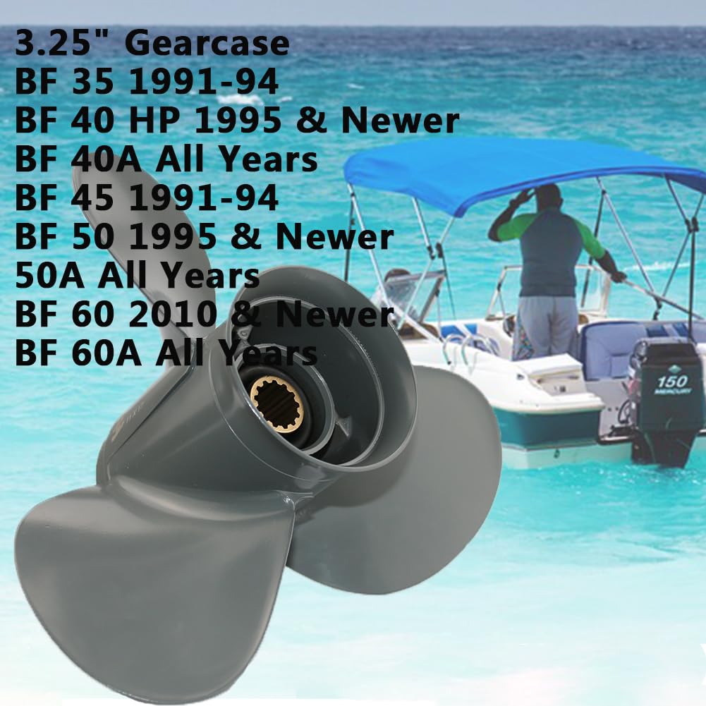 AQUAMAN Hélice fuera de borda de aluminio para motor Honda BF35-60 Hp, 12 1/4x9 11 1/4x13 11x15 11 1/8x14 11 5/8x11 11 3/8x12 11 1/8x13 11 3/4x10 ,13 Splits ine Tooth,Rh