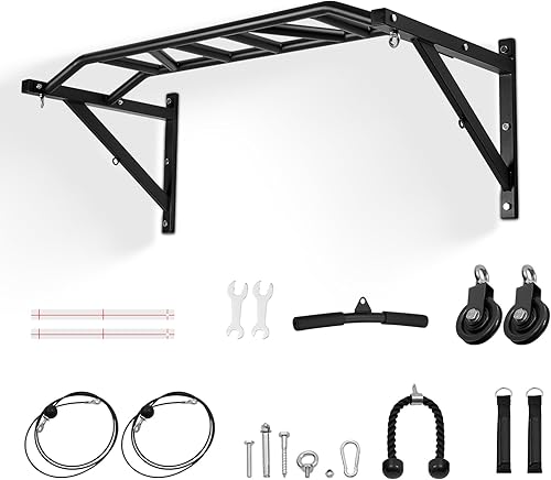 VEVOR Pull Up Bar, Multi-Grip Wall Mounted Pull Ups, 50 in Width Multifunctional Chin Up Training Station, Heavy Duty Steel Upper Body Workout Bars