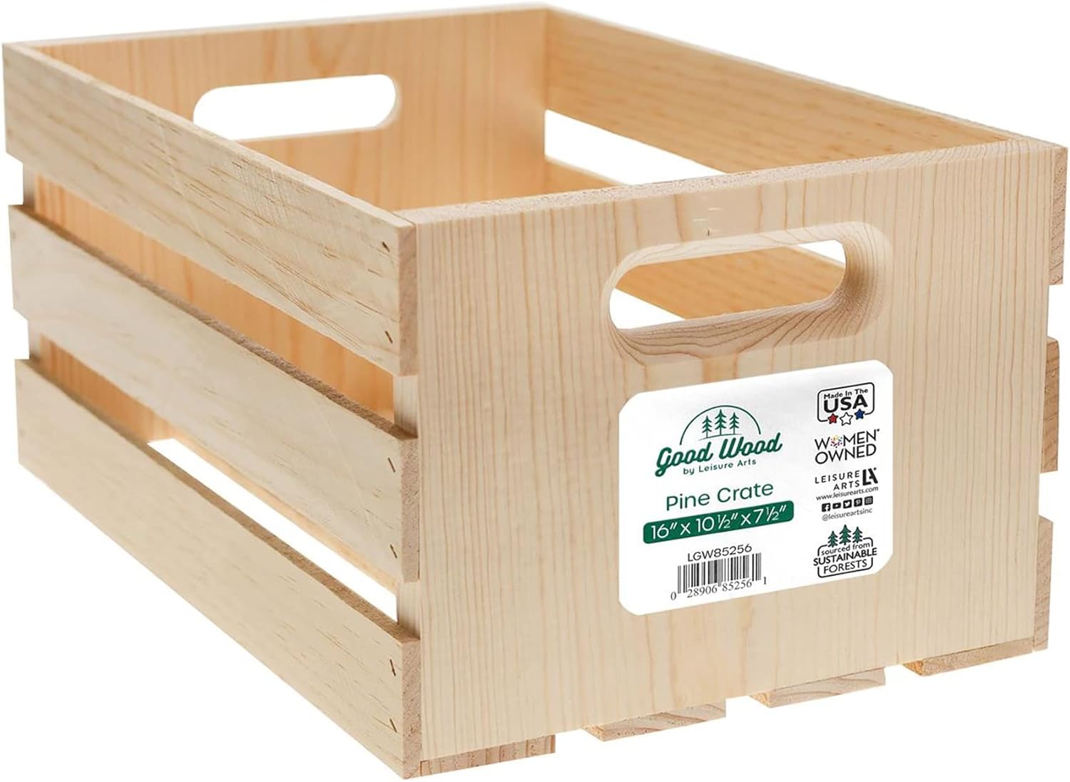 LEISURE ARTS Good Wood Wooden Crate, wood crate unfinished