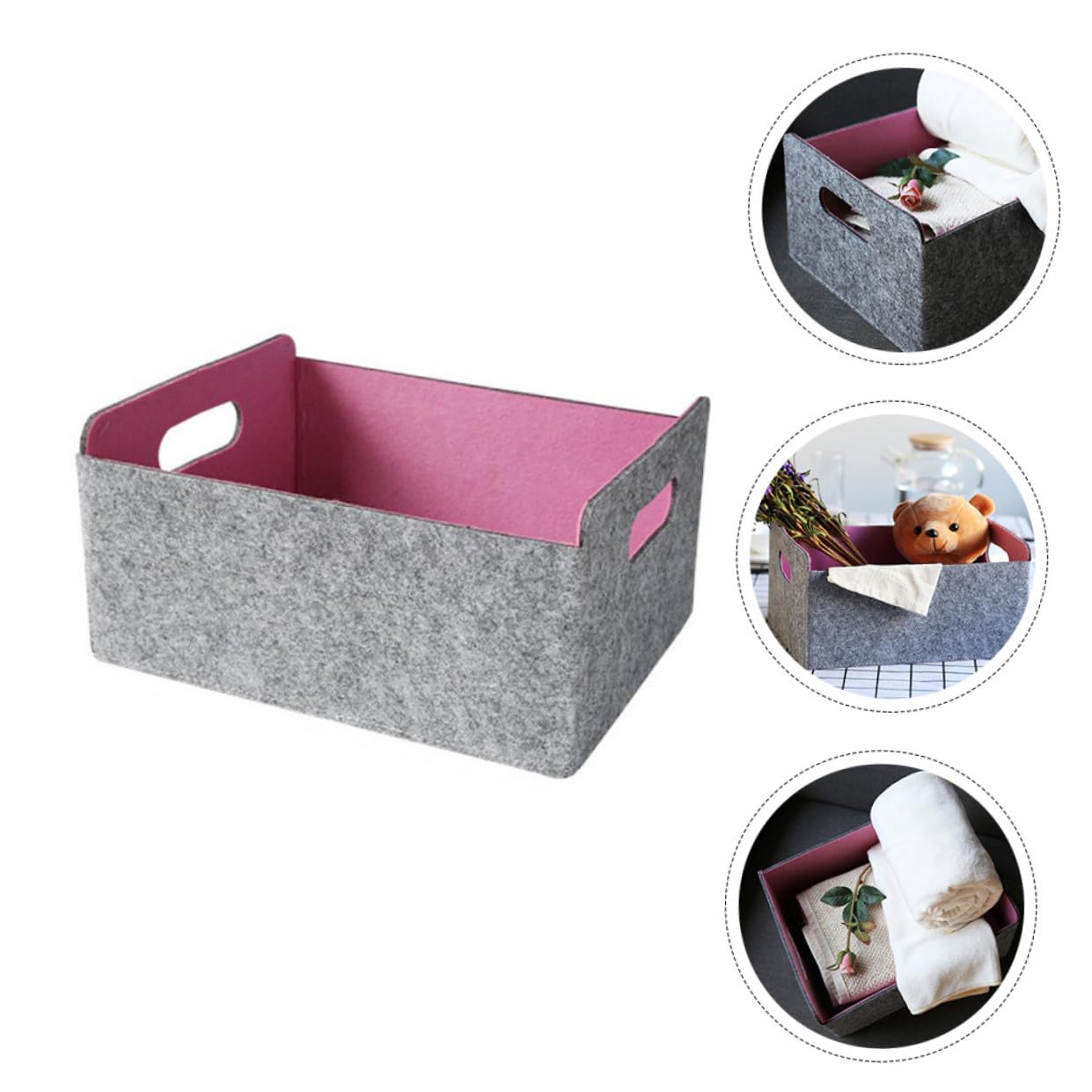 OUNONA Cesta De Almacenamiento De Fieltro Organizador Plegable Para Artículos Del Hogar Cesta Para Almacenaje Dormitorio o Sala De Estar