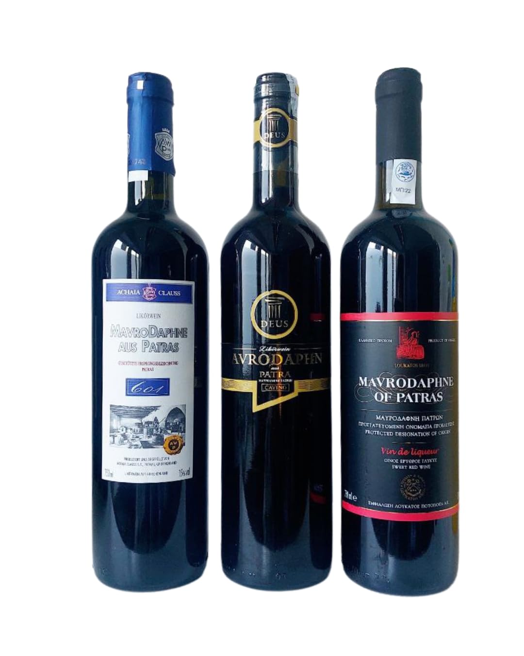 Mavrodaphne Probier Geschenk Set 3x Mavrodafne aus Griechenland Rotwein Likörwein griechischer Wein + Probiersachet Olivenöl aus Kreta
