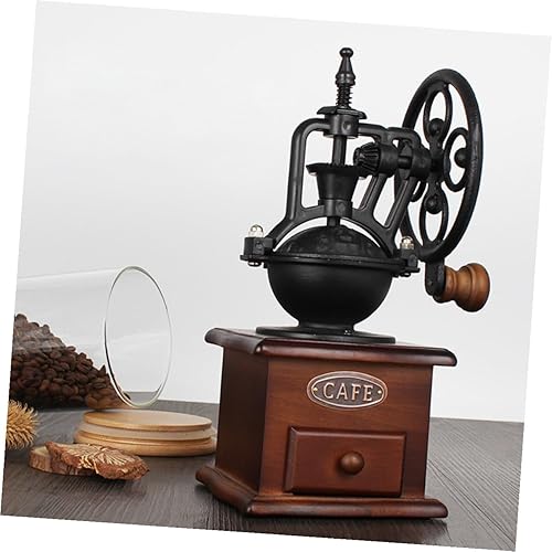 Miniatura 4 de Molinillo de café de manivela vintage, molino de madera clásico, molinillo de frijoles manual para café casero con práctico mango de ahorro de