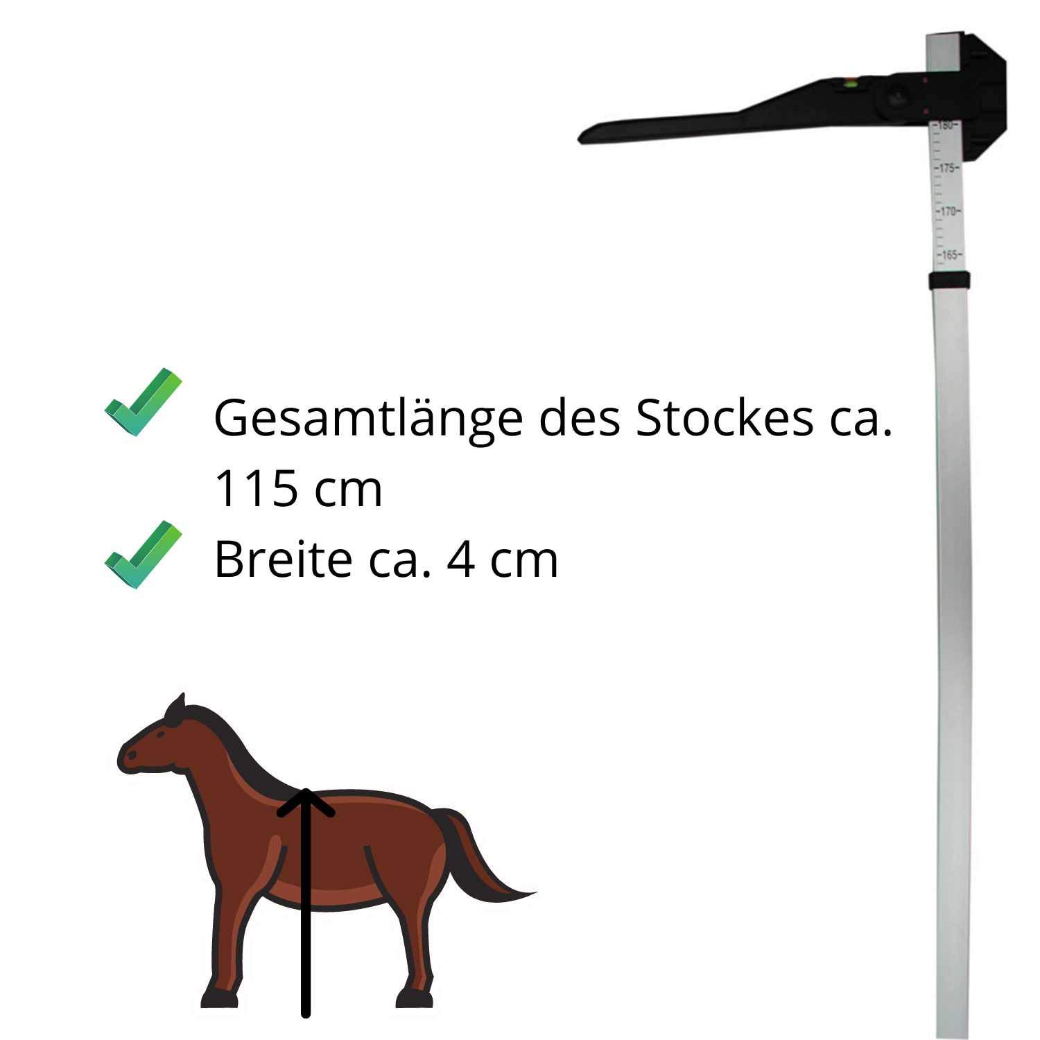 Amesbichler Medidor de aluminio para caballos hasta 180 cm