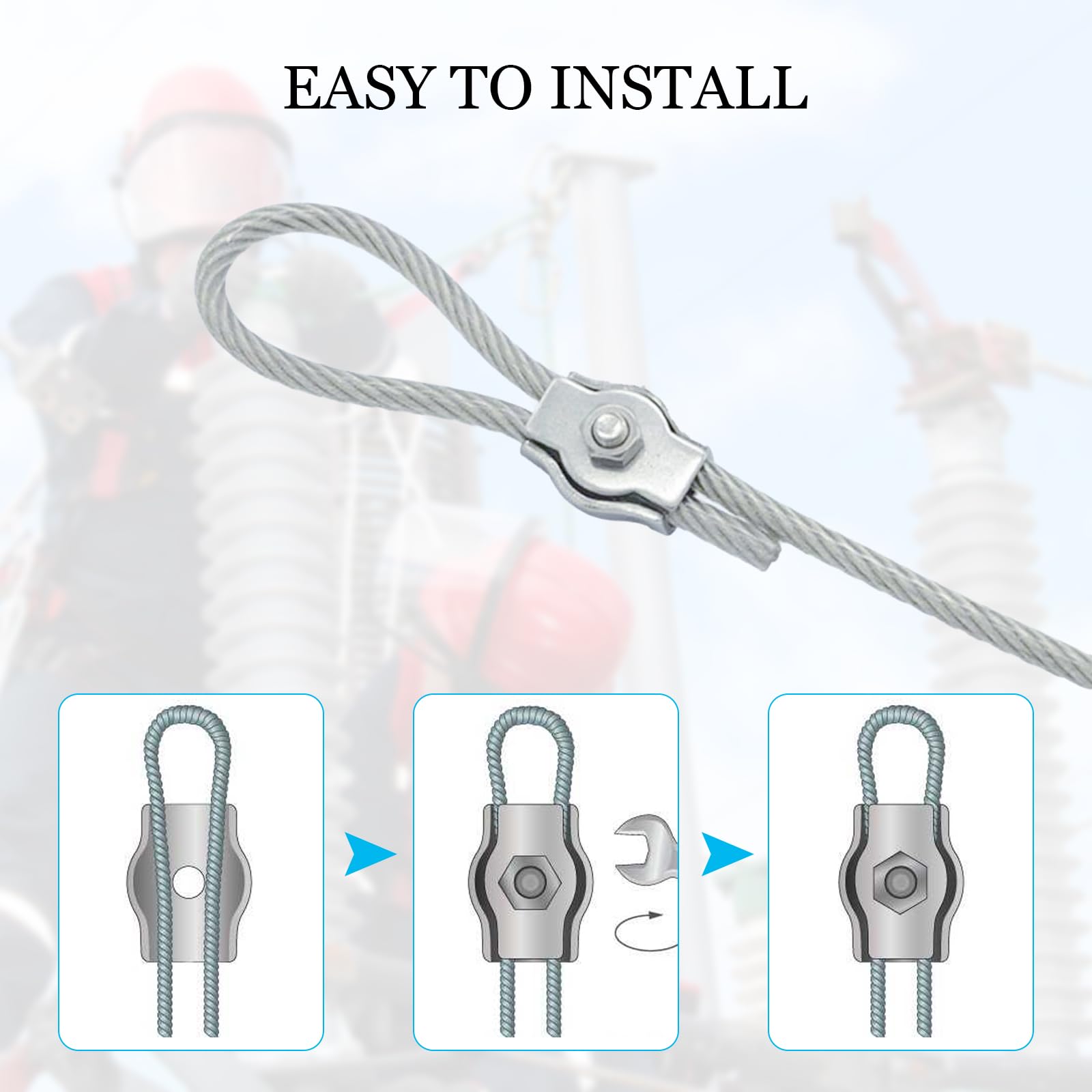 Seilklemme 3mm,10 Stück M3 Drahtseilklemme,Edelstahl Kabelklemme,Simplex Klemme,Drahtseilklemme Aus Edelstahl Drahtseile Clip Zur Befestigung Von Stahldrahtseilen,Starke Tragfähigkeit