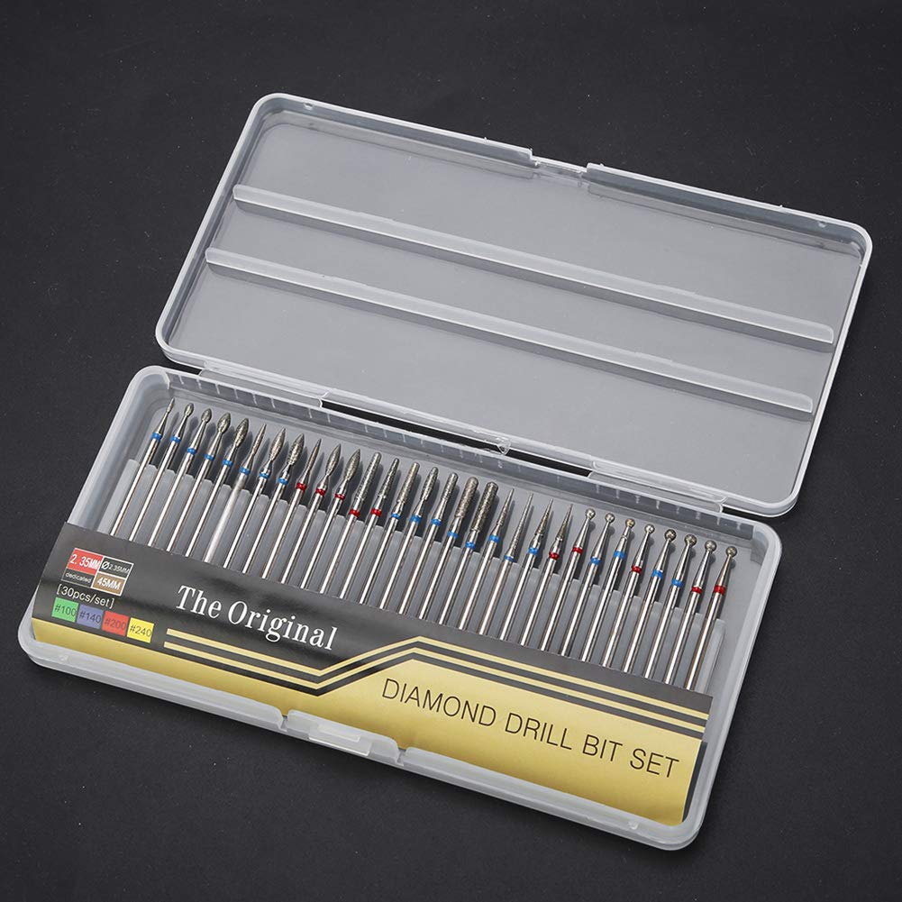 30Pcs/Set Punta da trapano per unghie pulite per pelle morta per cuticole, Strumenti per manicure per lime per unghie, per smerigliare, lucidare, sbucciare, trapano