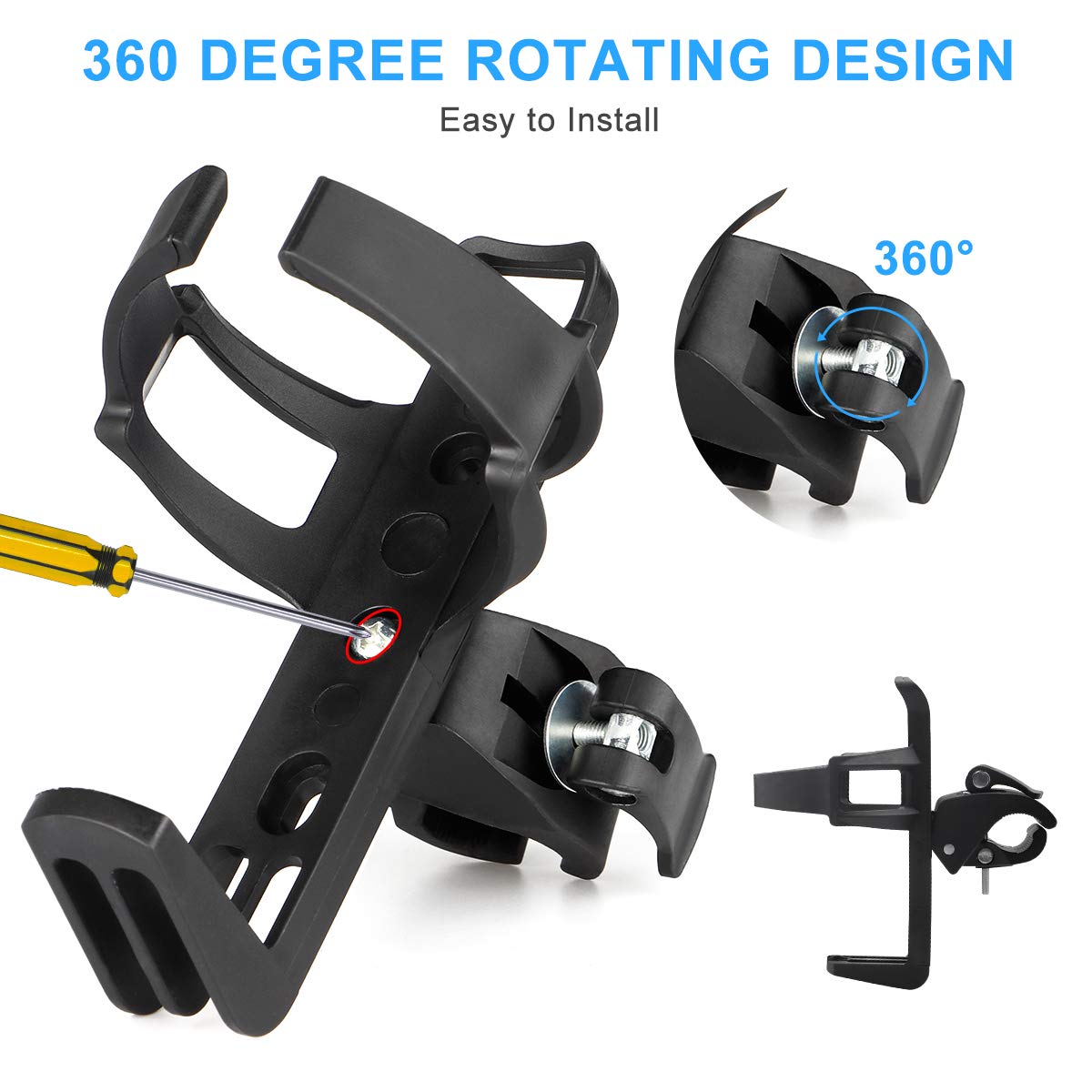 LAMONKE 2 Pack Bike Water Bottle Holder No Screws, Bike Cup Holder