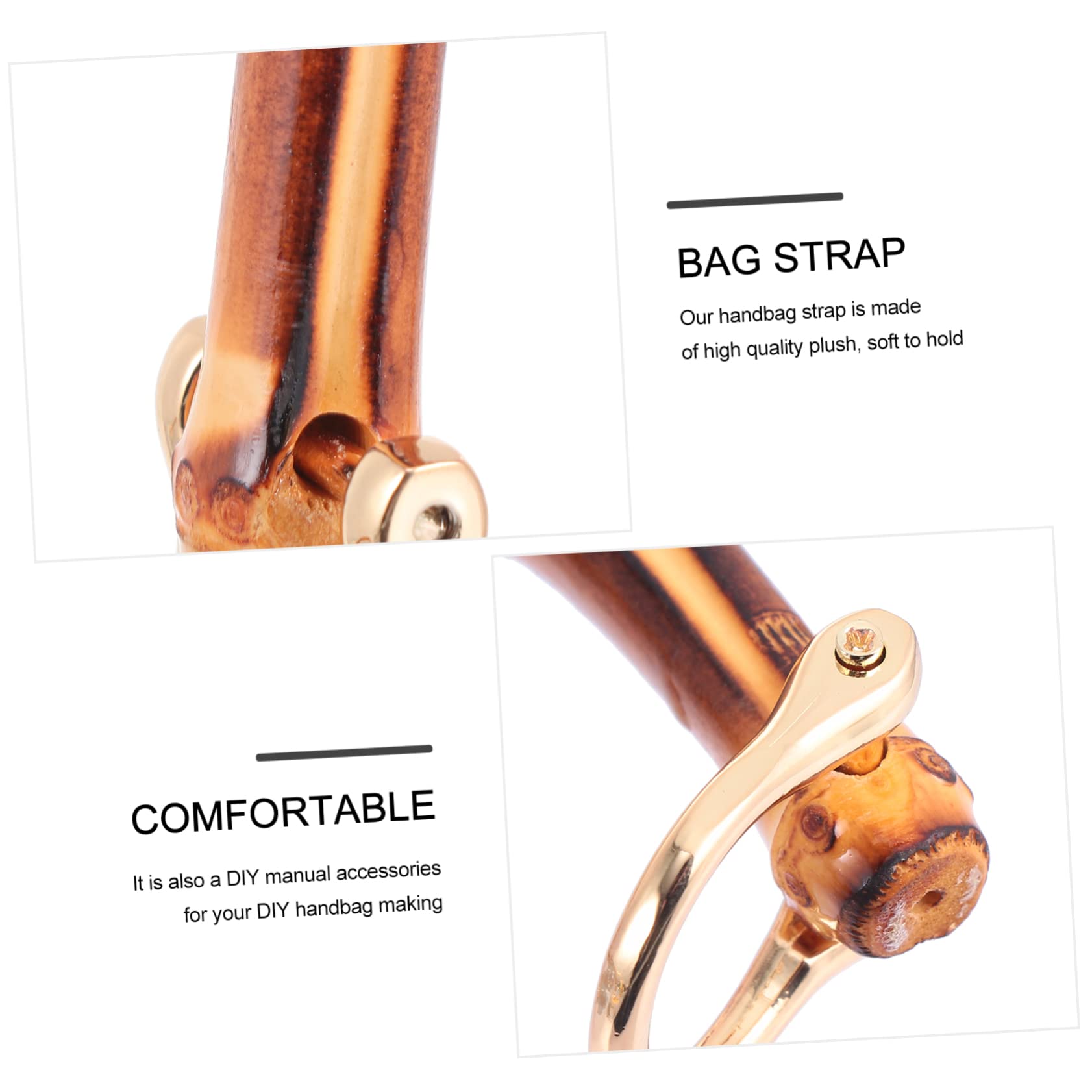 LALAFINA 3 Series Asas De Bambú Para Bolsos Diy Mango Ligero Y Resistente Para Personalizar Cartera Y Tote Accesorios De Bricolaje Para Bolso Fáciles De Instalar Sin Costura 2 Piezas X 3