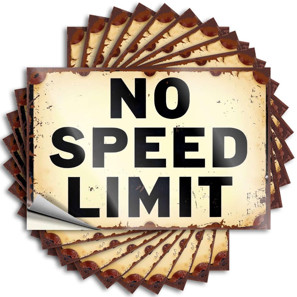 Fzfn Colour No Speed Limit Rock Lettering Sticker | Back Porch Decor Waterproof Vinyl Helmet Absorbing Removable Decal Peel Stick(8X12cm)