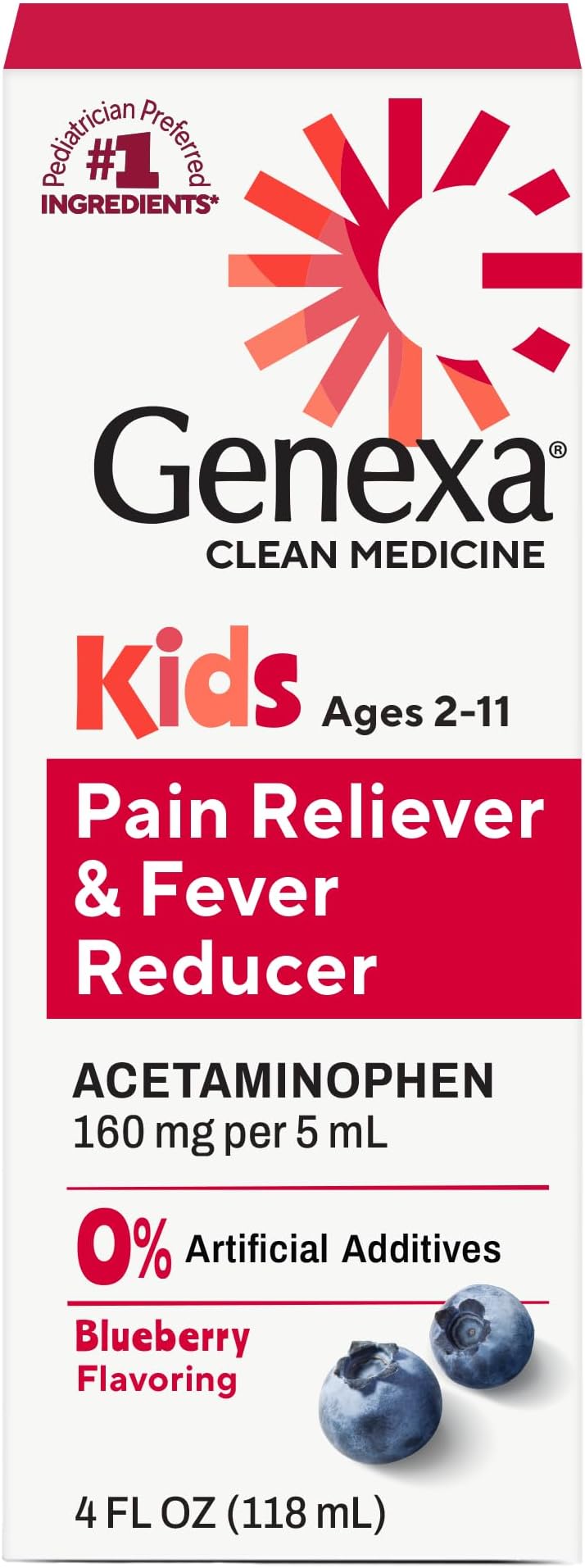 Genexa Children's Acetaminophen Made Clean, Fever Reducer for Kids, 4 fl oz