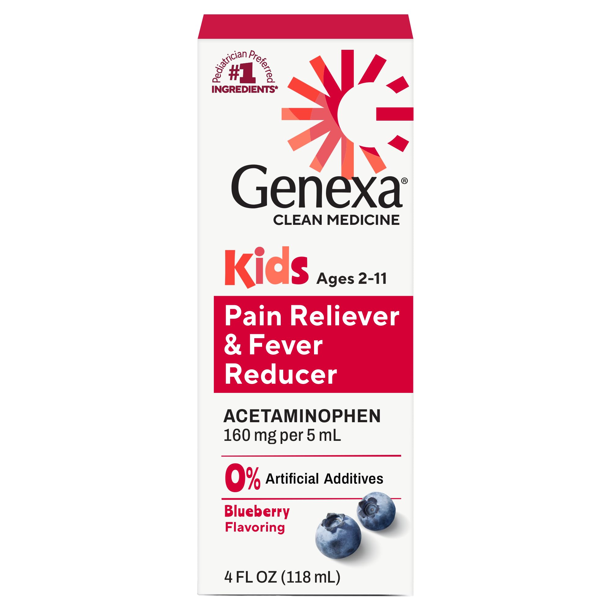 Genexa Children's Acetaminophen Made Clean, Fever Reducer for Kids, 4 fl oz
