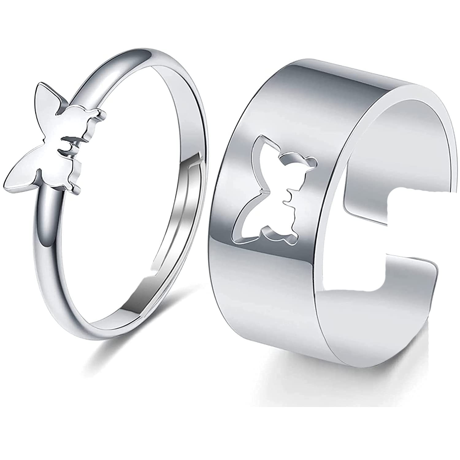 Okos Cz Jewellery Rhodium Plated Brass Metal Fluttering Butterfly Adjustable Couple Ring For Men And Women FR1000965 (B09MJ9PM9X) Amazon Price History, Amazon Price Tracker