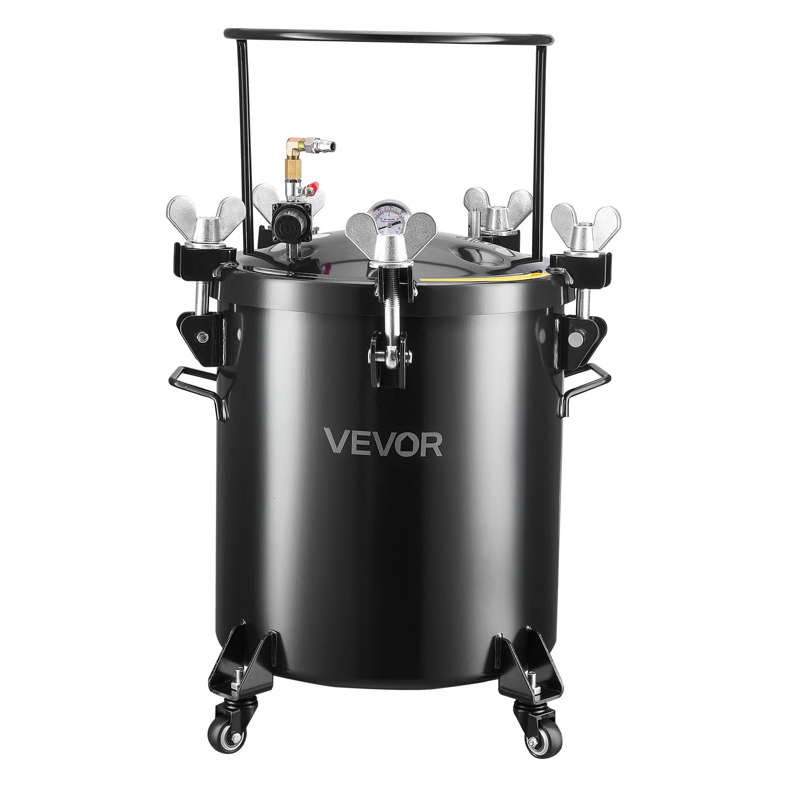 VEVOR Tanque de Presión Capacidad de 40 litros, con 3 Conectores Rápidos UE/AU/EE. UU. para Aficionados al Bricolaje Artistas de Estudio Creadores, con 4 Ruedas, hasta 0,55 MPa, 450 x 450 x 740 mm