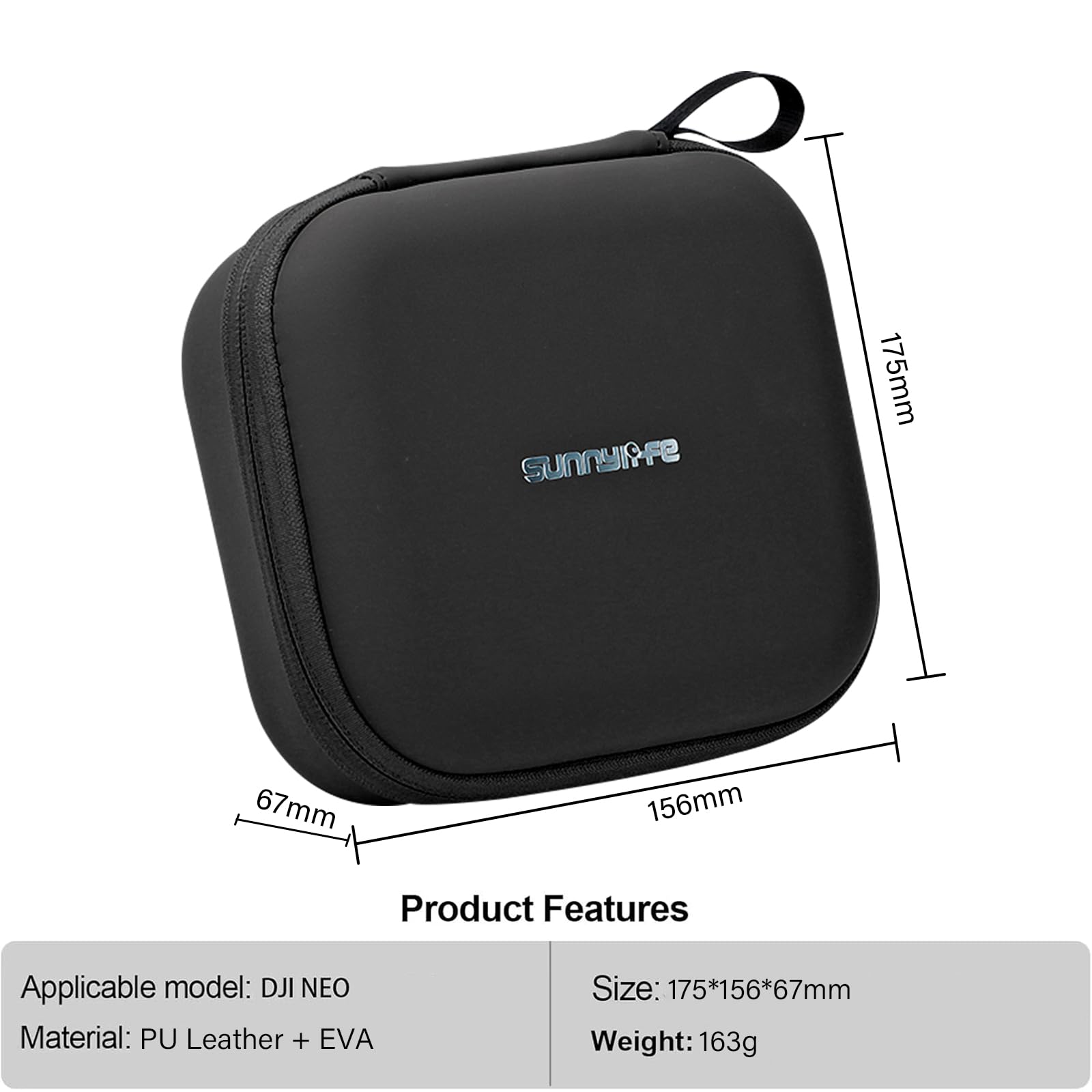 Custodia Borsa Compatibile con DJI Neo, Borsa di Stoccaggio da Viaggio per DJI Neo Drone Aceessories, Hard Eva Travel impermeabile, Nero