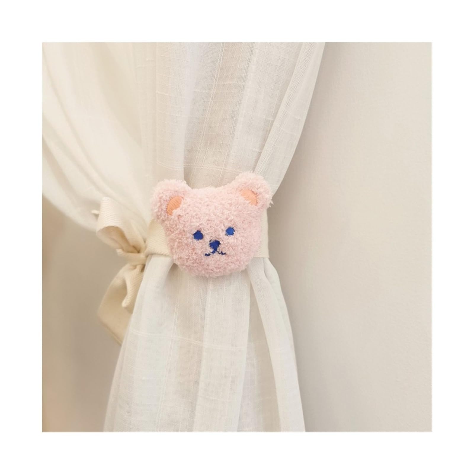 Embrasses de Rideaux en Peluche, 4 pièces, Broderie Ours Lapin, Sangle Liaison, Corde à Cravate Coton, Boucle décoration for Rideau Chambre d'enfant Maison pour Salon, Chambre(Color 3)