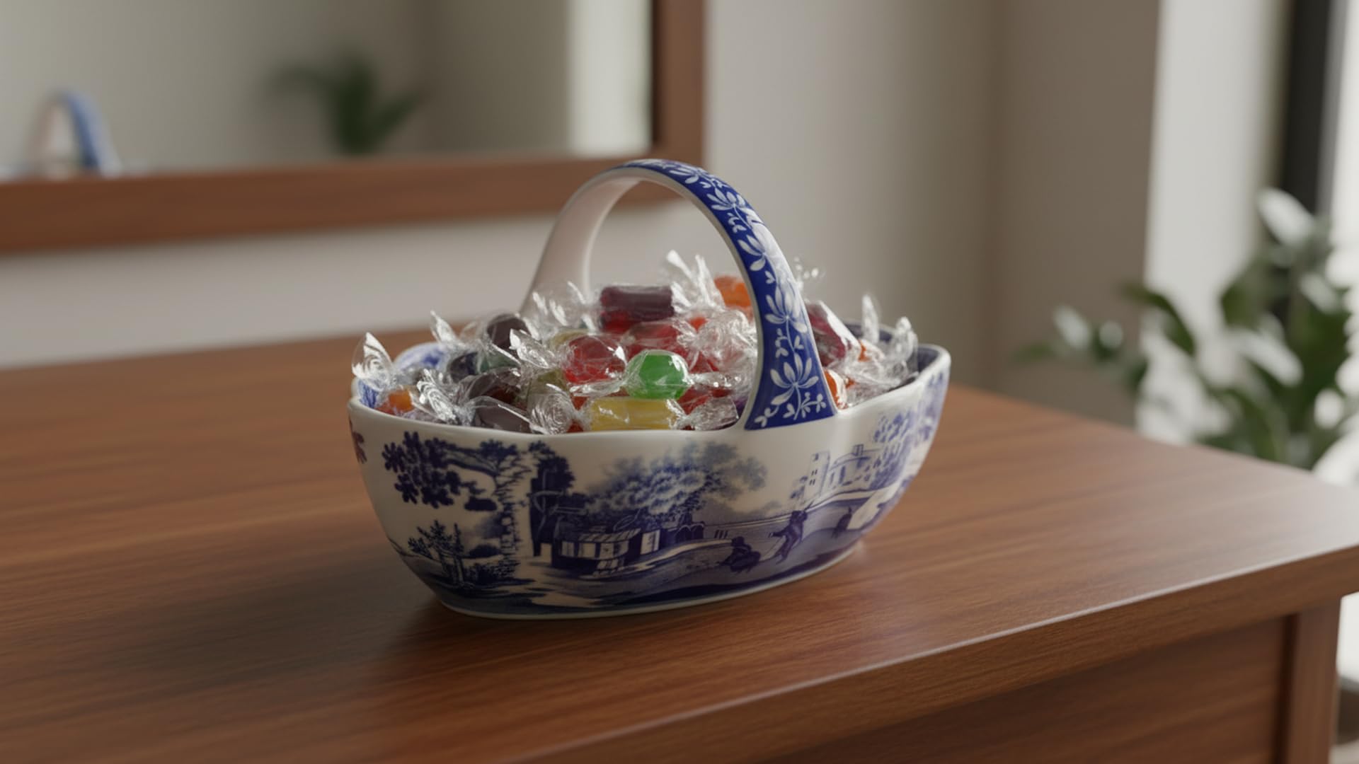 Amazon｜Spode ブルー イタリアン 磁器 ハンドルバスケット 欠けにくい