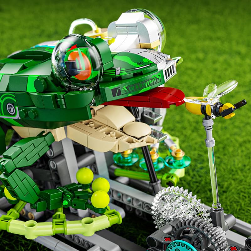 Image of SKY LINE OCEAN Mechanical Frog Building Blocks Set - 898+ PCS Articulated Animal Model Construction Kit, Creative STEM Toy Collectible Display Gift for Ages 14+ | 5 Year Structural Warranty