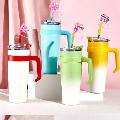 Miniatura 6 de 12 tapas de paja de animación y 12 calcomanías de animación para copa Stanley reutilizables, tapas para pajitas de 0.315-0.394 in, lindas cubiertas