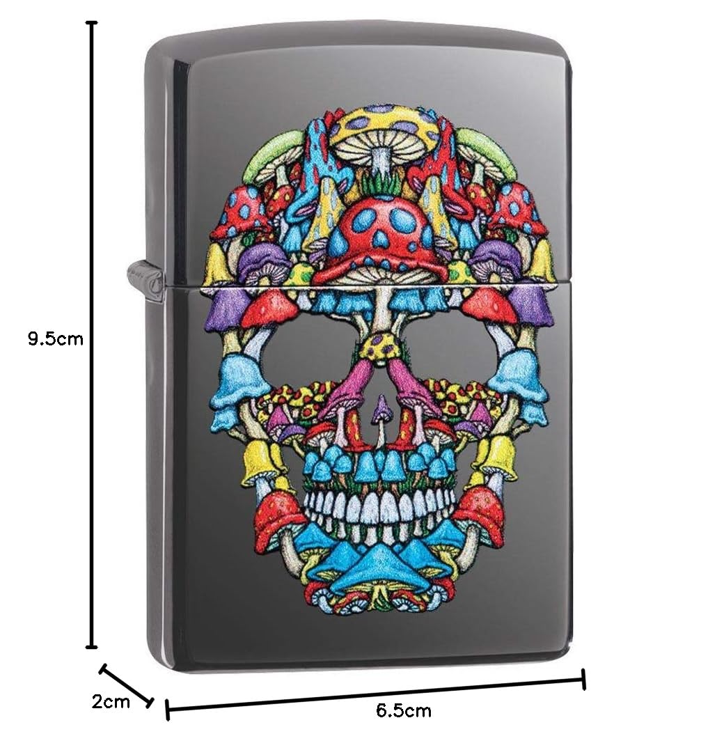 ZIPPO – Totenkopf Design, Color Image, Black Ice – Sturmfeuerzeug, nachfüllbar, in hochwertiger Geschenkbox