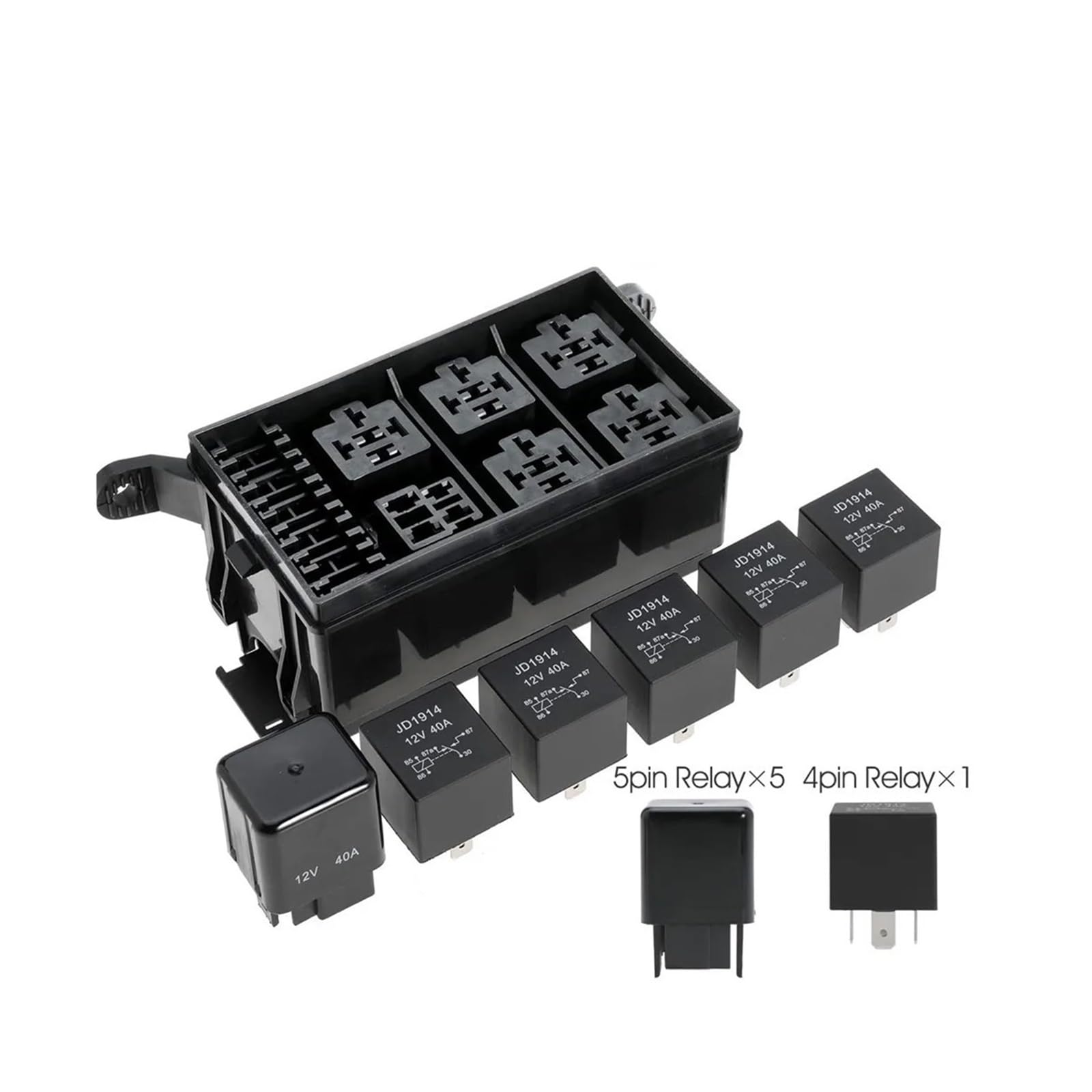 leistungsrelais 12 24V 40A Relais 6 Slots Automotive Universal Relais 4 5 Pin ATC/ATO Sicherungskasten Relais und Kabelbaum for Auto Zubehör(24V 4PIN no line)