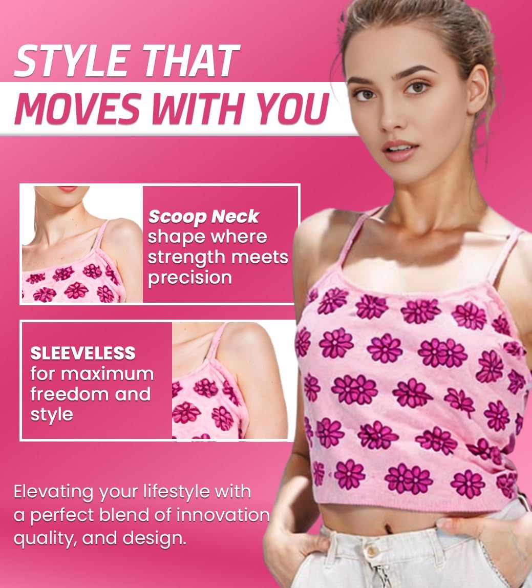 Womens Sleeveless Tank Top in Pink Color XLarge Size | Fall Tops for Women with Pink Flower Pattern | Front Scoop Neck Tank for Casual Wear & More - Image 4