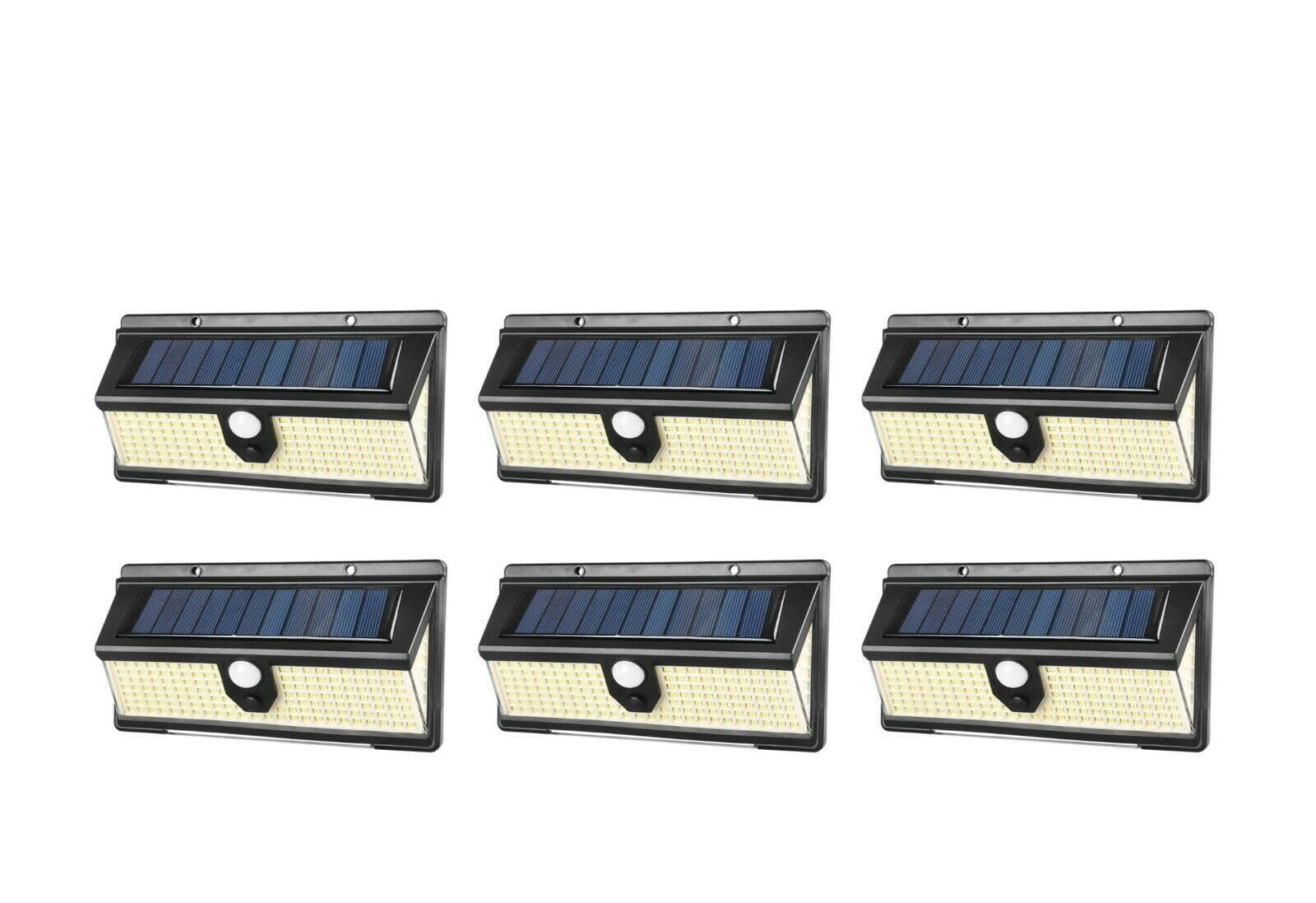 6 Pezzi Faretto 190 Led 19W Watt Da Esterno Con Pannello Solare Faro Sensore Di Movimento Crepuscolare Impermeabile IP65 Per Giardino Vialetto Muretto Balconi Luce Bianca