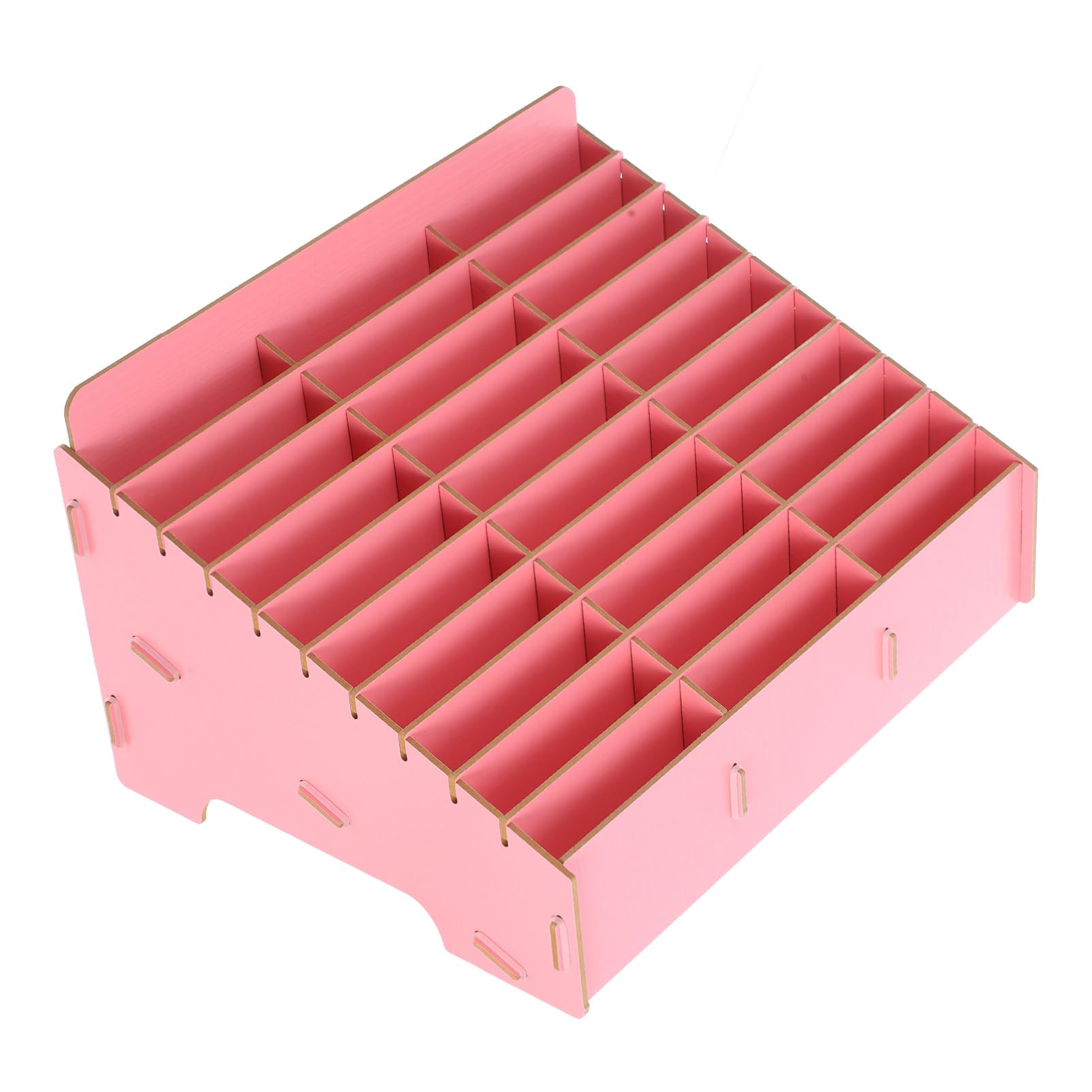 Operitacx 30-Grid Wooden Cell Phone Storage Box, Adjustable Cell Phone Holder Desktop Organizer for School, Office, Meeting Room