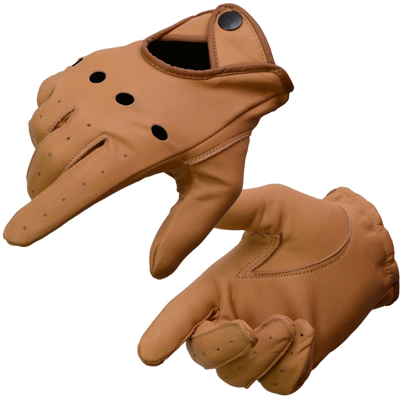 Milwaukee Leather MG7508 Men's Saddle Perforated Full-Finger Motorcycle Riding Gloves with Breathable Open Knuckle - Large