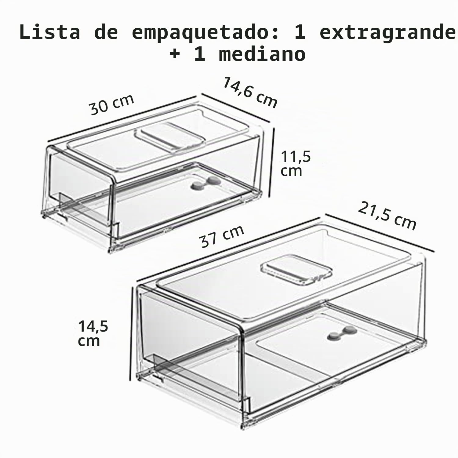 YekouMax Contenedores de almacenamiento y organización de despensa, organizador de refrigerador, contenedores de almacenamiento apilables de plástico con cajones, contenedores extraíbles para