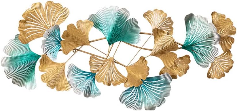 Metal Luxury Wall Decor,Ginkgo Biloba Wall Decor,Metal Luxury Leaf Art Wall Decor,Golden Ginkko Leaves,Sculpture,Nature Artwork,Home Art Decor and Kitchen Gifts 133 * 59cm