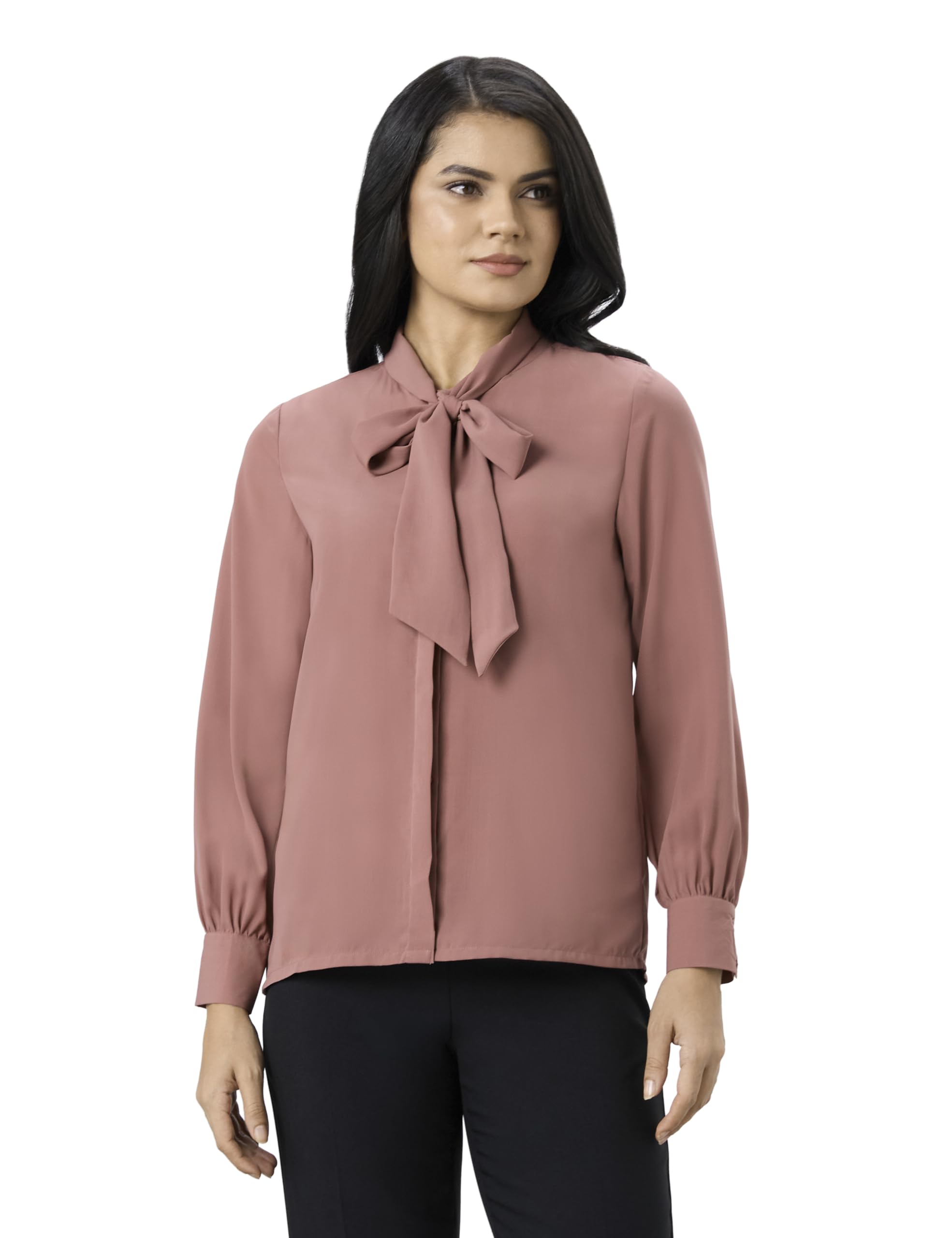 symbol premium Women's Solid Desk-to-Dinner' Bow Tie Top (Regular Fit)-picture-51