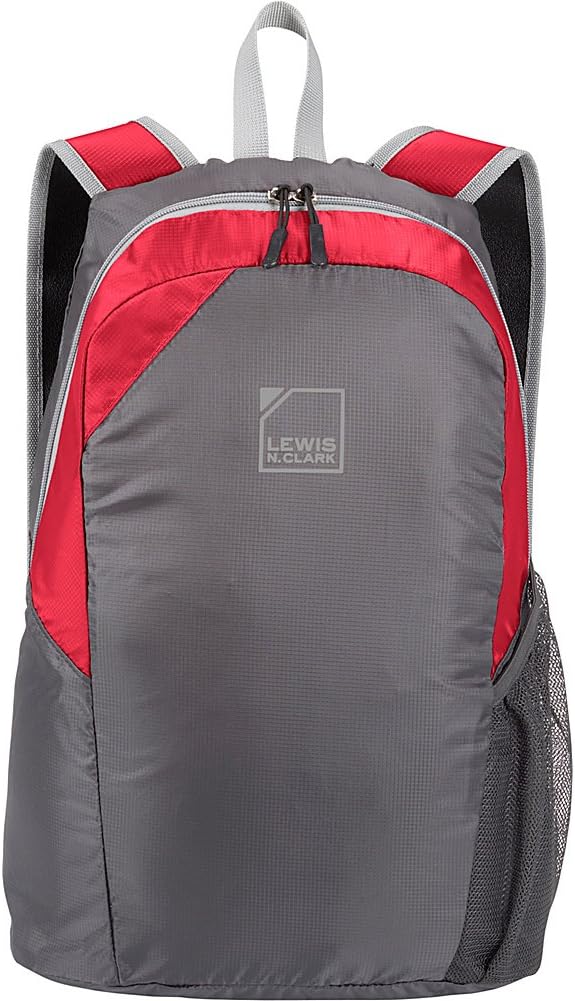 Sponsored Ad - Lewis N. Clark Packable Daypack Backpack: Lightweight Backpack for Women + Men, Great for Hiking, Camping + Travel, Ditty Bag, 18in - Red/Gray