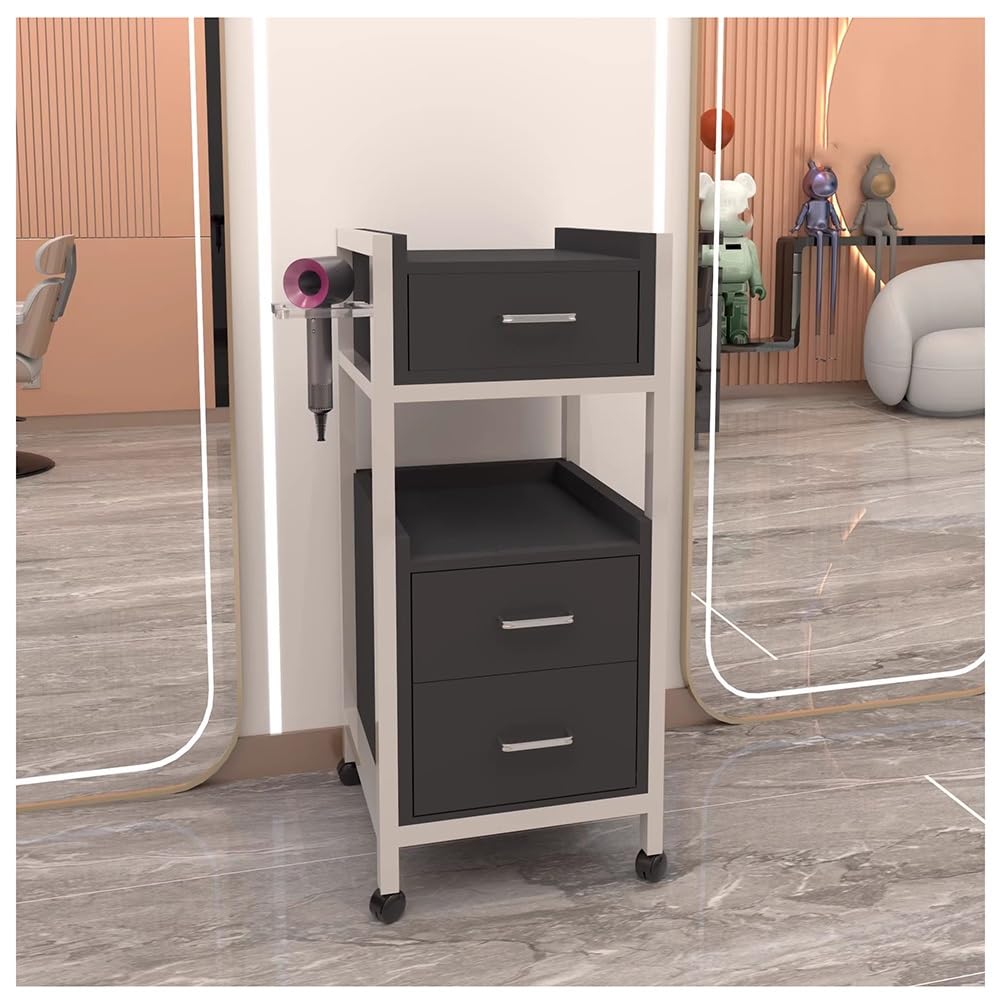 Station de coiffeur roulante avec 3 tiroirs pour simplifier vos prestations coiffure à domicile