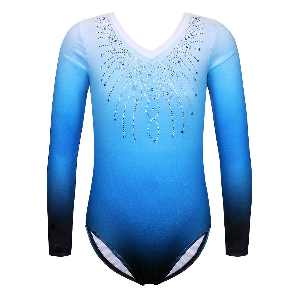 Justaucorps de Gymnastique avec Paillettes Manches Longues en Tulle