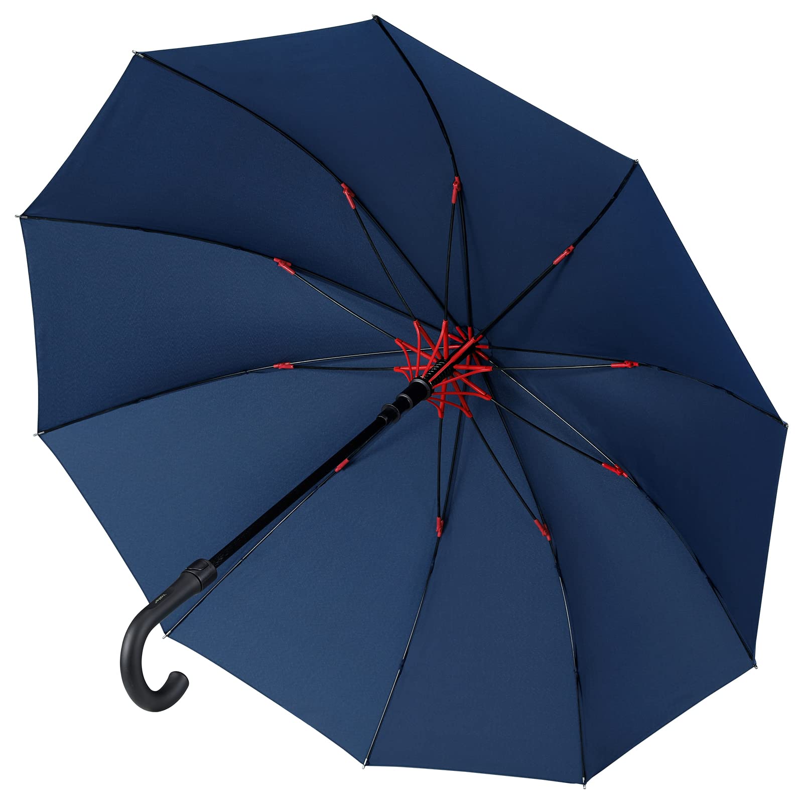 傘 メンズ Vialifer 210T高強度 雨傘 10本骨 大判 130cm 傘 大きい Teflon加工超撥水耐風 長傘 丈夫 大型 かさ 紳士傘 自動開けステッキ傘 レディースメンズ晴雨兼用傘 大きな傘 付き 【暴雨強風対策】（ネイビー）