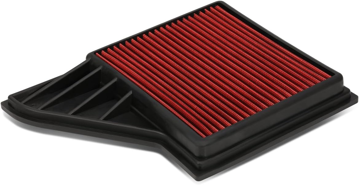 Auto Dynasty High Flow Engine Air Panel Filter Drop-in Reusable & Washable Compatible with Ford Mustang 3.7L / 4.6L / 5.0L (Red)