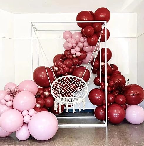 Miniatura 9 de Globos burdeos de doble relleno de guirnalda de globos magenta rosa rojo kit de arco de globos malva de diferentes tamaños para bodas cumpleaños