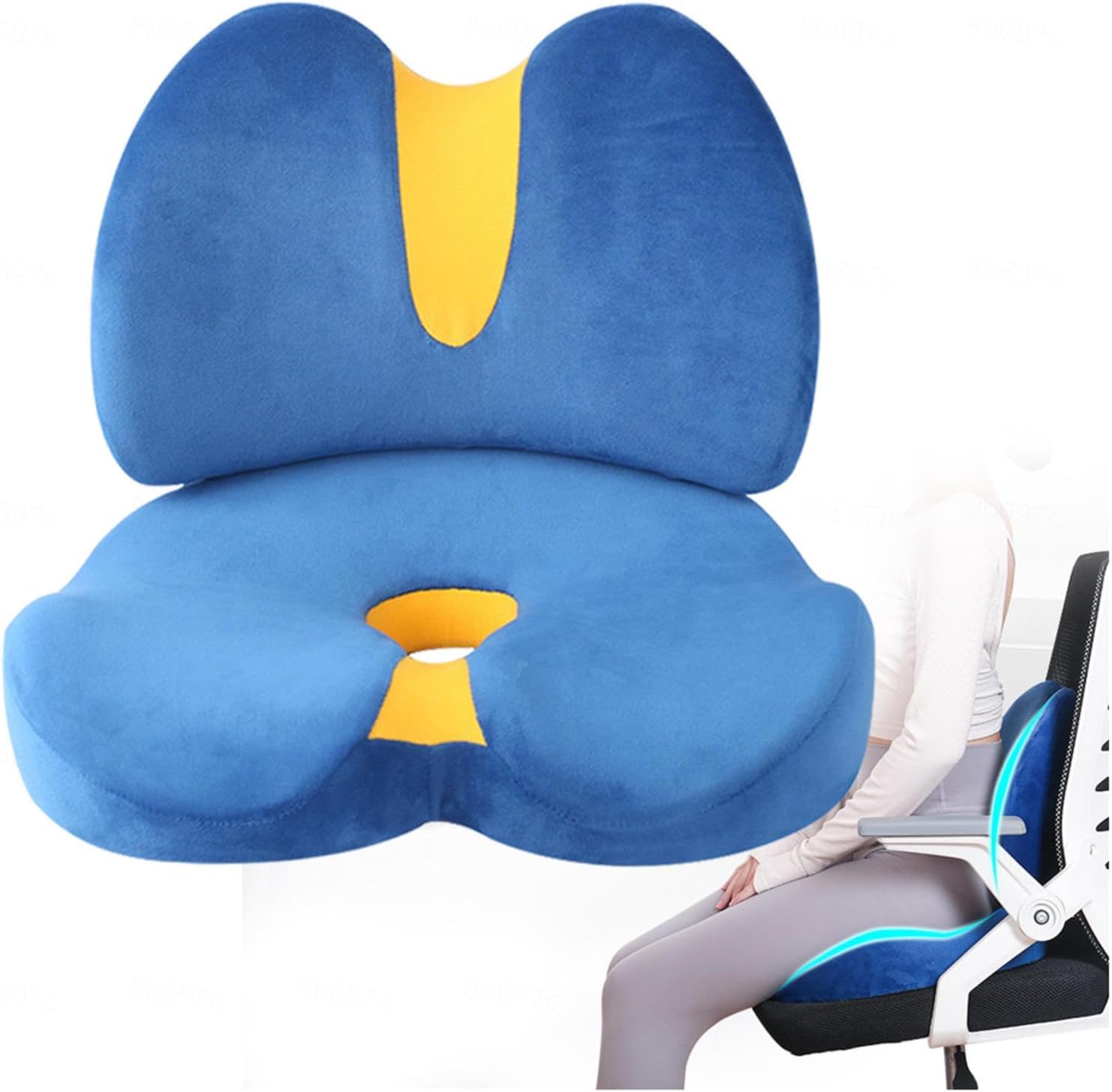 Cuscino ergonomico in memory foam per sedia e auto, design traspirante, cerniera staccabile, supporto per fianchi e vita, sollievo dallo stress per ufficio e viaggi