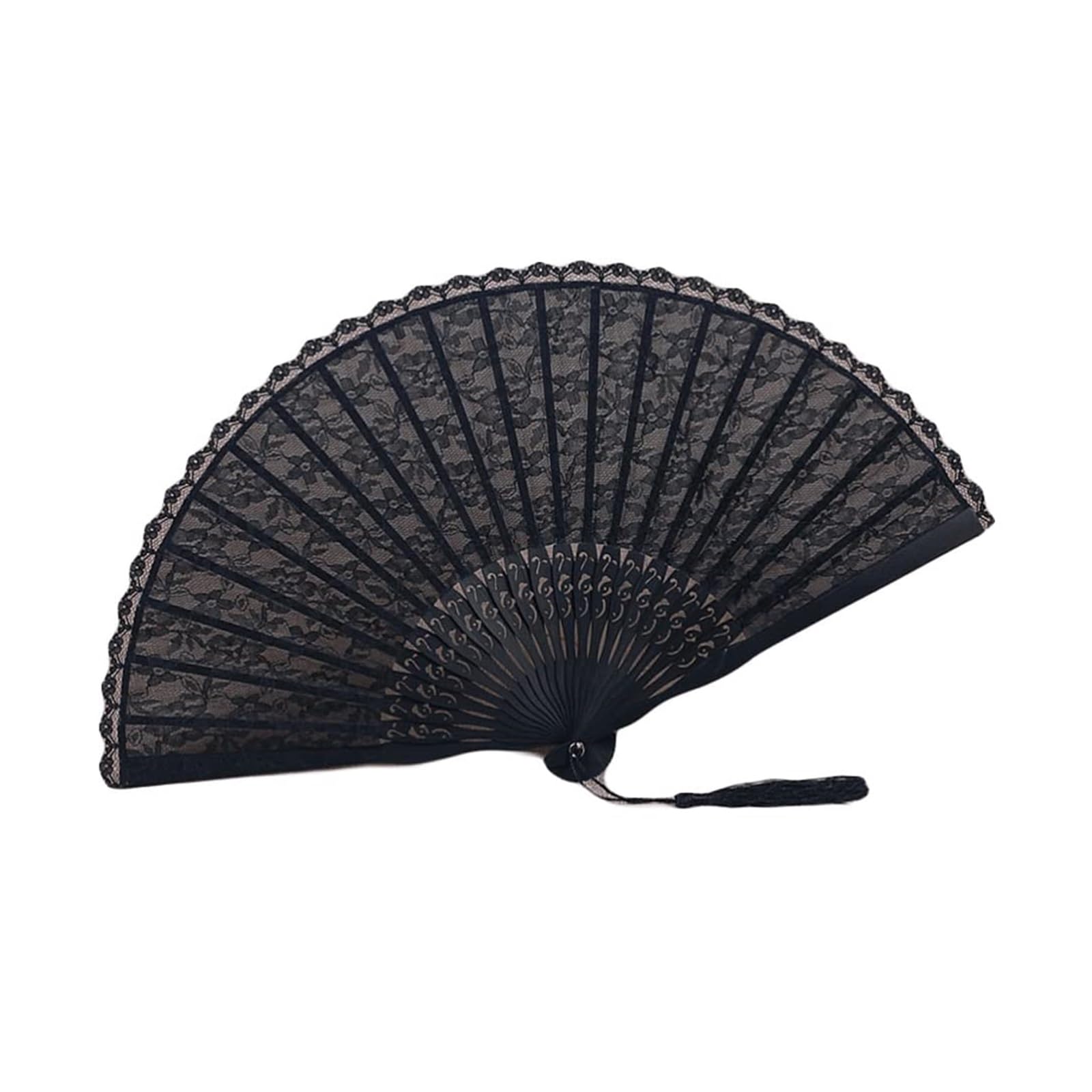 SUNMME Folding Fans Chinese Folding Fan Lace Folding Handheld Fan EmbroideRood Hand Fan with for Wedding Decoration Dancing Party Gift Decorative(Color:Roze) (zwart one size)