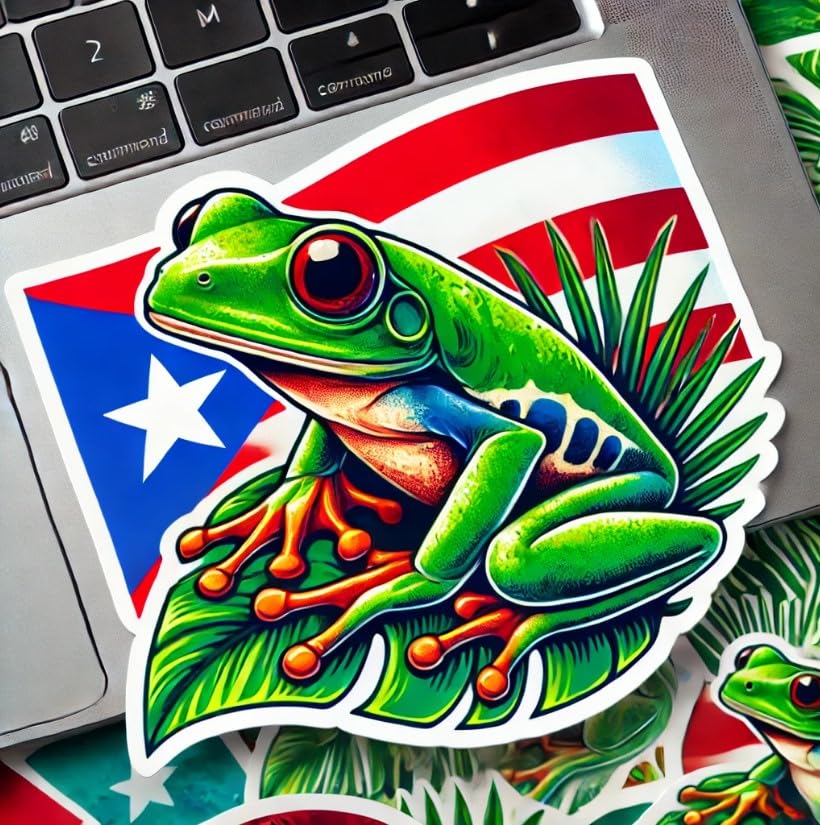 Adesivo In Vinile Mappa Di Porto Rico Con Rana Coqui – Decalcomania Auto Bianca, 5 Pollici