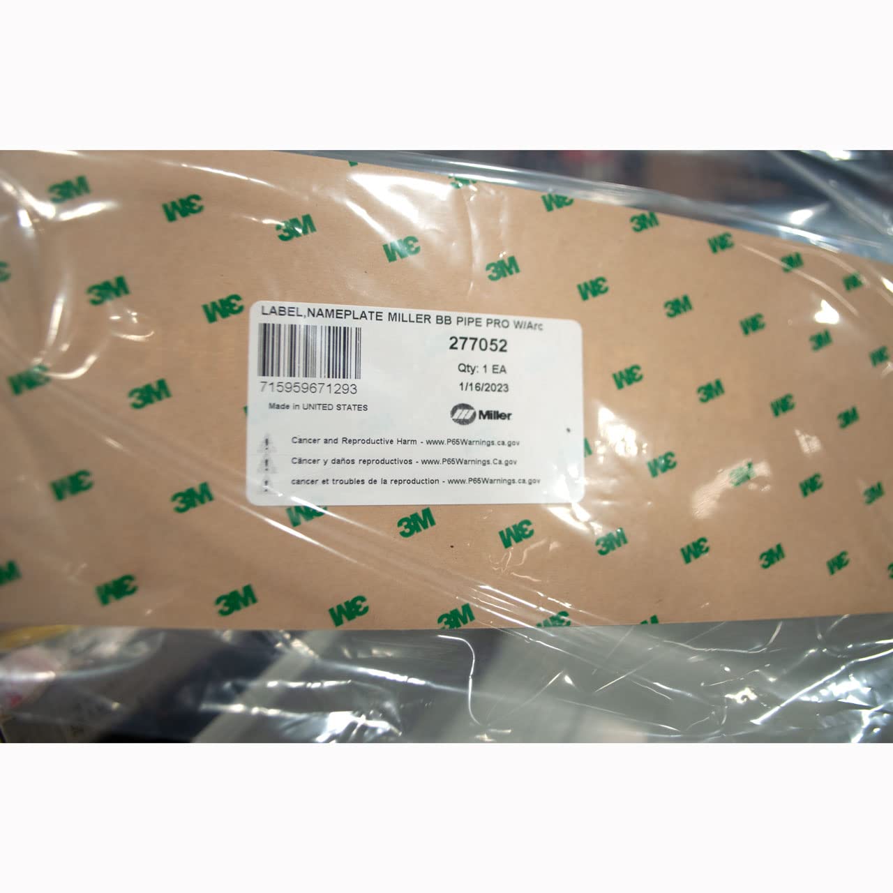 Miller 277052 Label Nameplate Miller BB Pipe Pro with Arcreach