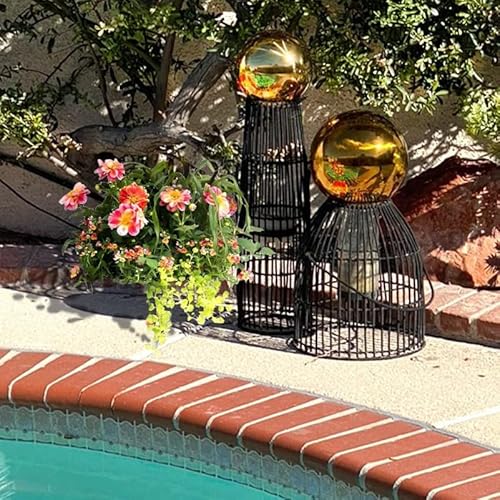 Cabilock Edelstahl Gartenkugel 15cm, Spiegelpoliert Reflektierende Gazing Ball, Goldene Dekokugel FüR AußEnbereich, Rostfrei Und Langlebig, Ideal FüR Garten Dekoration