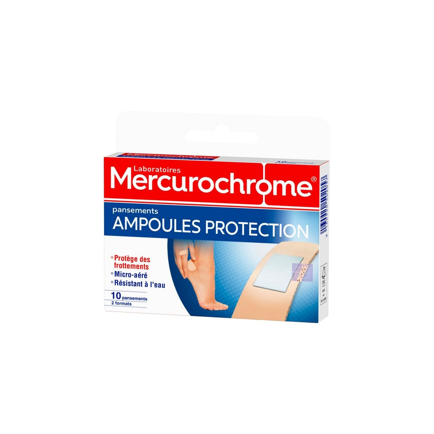 MERCUROCHROME – Pansements Confort Anti-Ampoules, Protection et Soulagement Efficace (Boîte de 10) - Le lot de 3