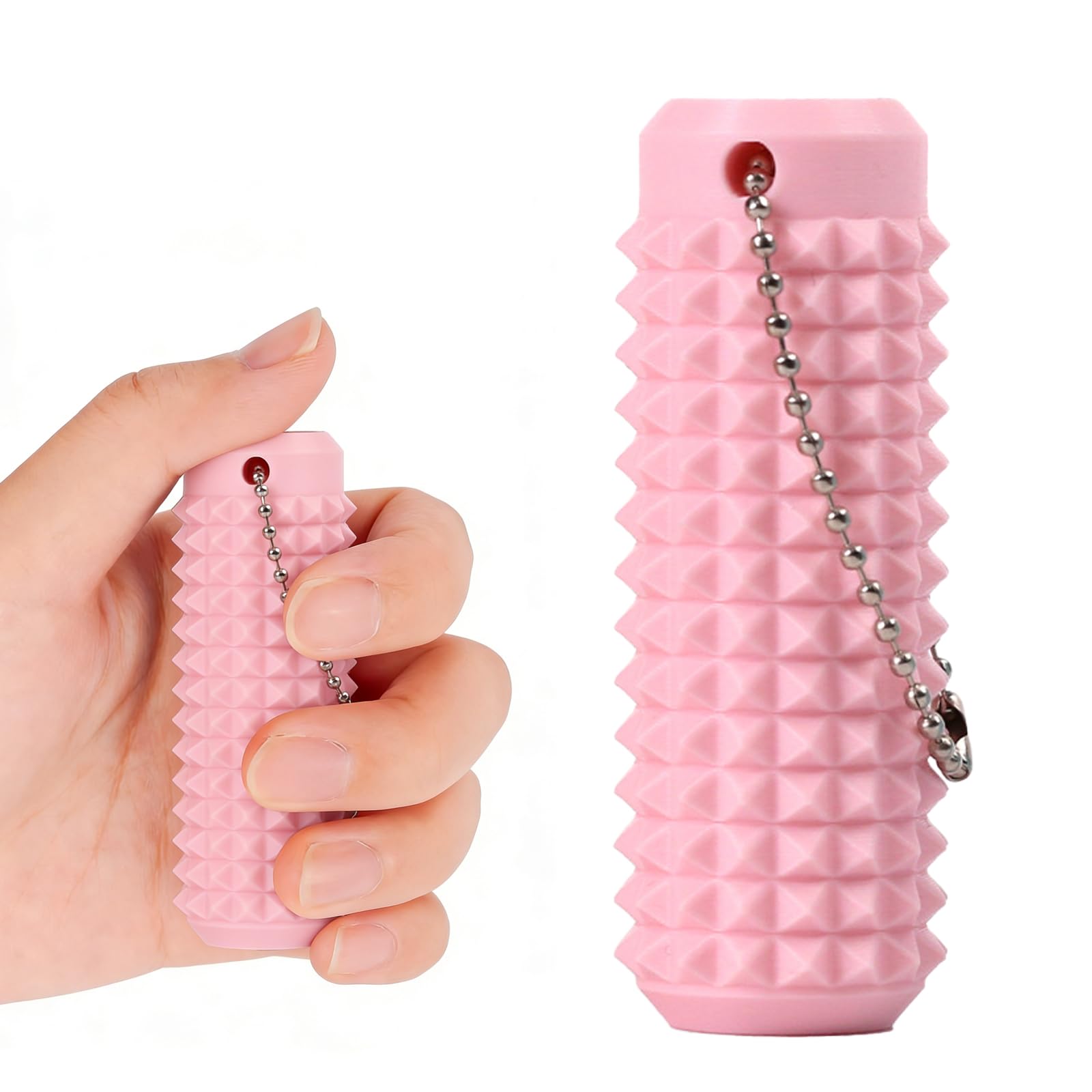 Spiky Fidget Toys - Spiky Grippie Stim Keychain for Adults Teens - Portable Pain Stimming Fidgets Sensory Toy for Relax & Focus (Pink)