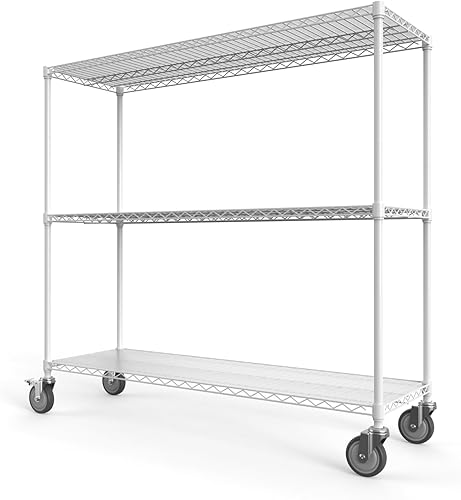 Estantería de alambre NSF de 3 niveles, 18 x 48 x 54 pulgadas, capacidad de 3000 libras, estante de almacenamiento ajustable resistente con ruedas