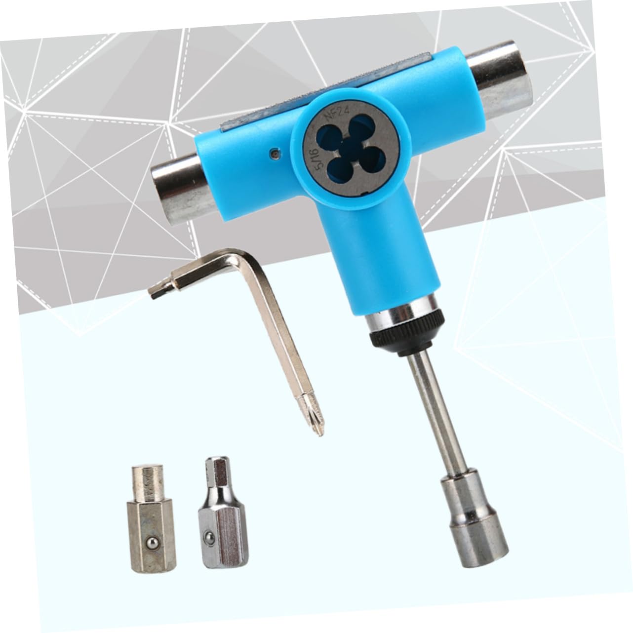 Herramienta T Multifuncional Todo para Skateboards y Longboards Portátil y Ligera con Llave Allen y Destornillador Acero Resistente y Abs Compatible con Mini Skateboards y Cruceros