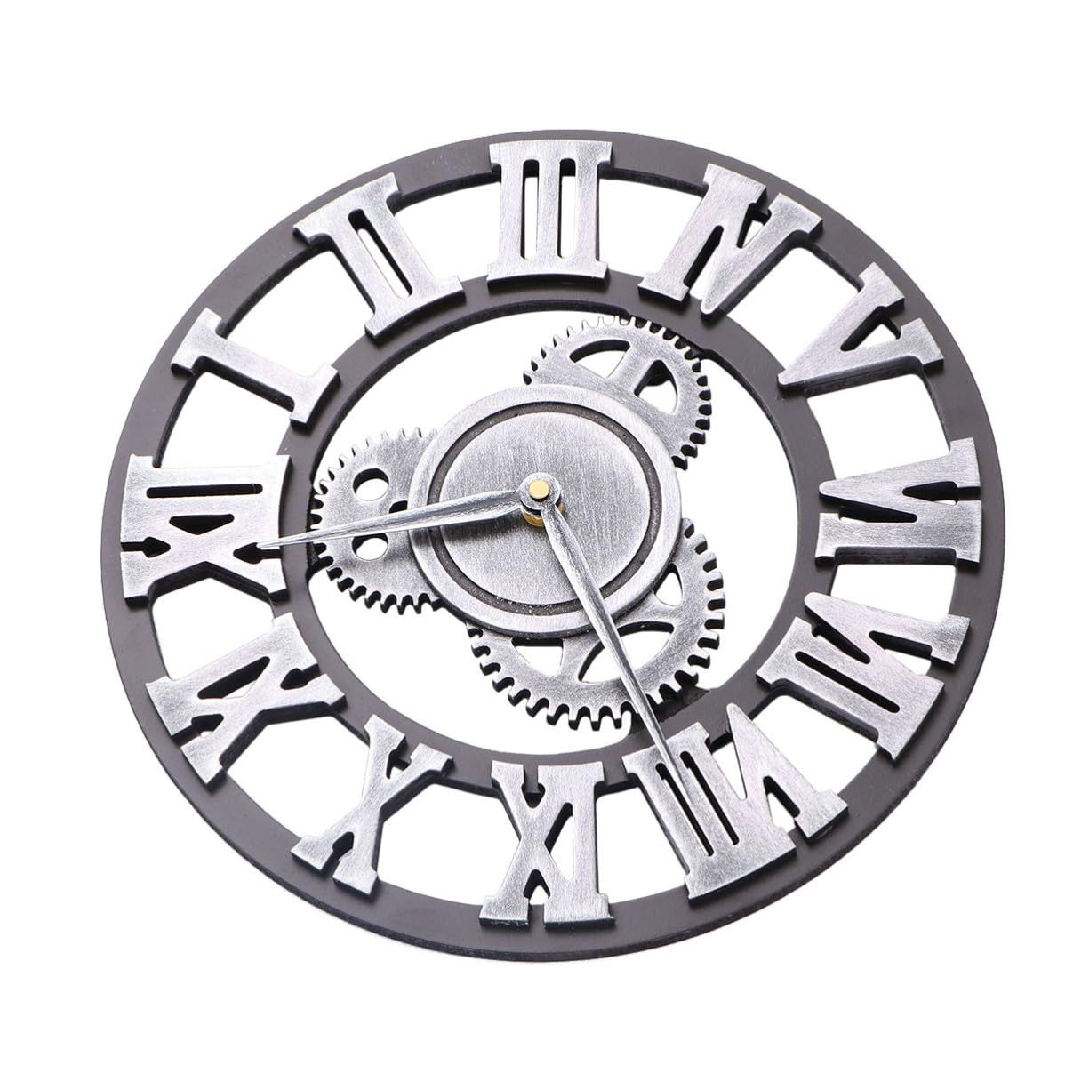 TOYANDONA Industrielle Holz Wanduhr Metall Zahnraddesign mit und Einfache Montage Kreative Hängeuhr im Industrial Stil für Küche Schlafzimmer