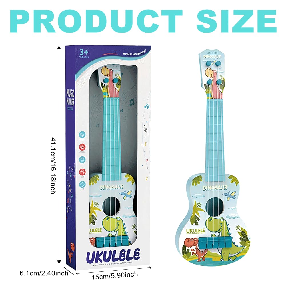 Mini Ukulele Guitar Toy 4 String for Kids Toddler Guitar Toys Cute Dinosaur - Image 2